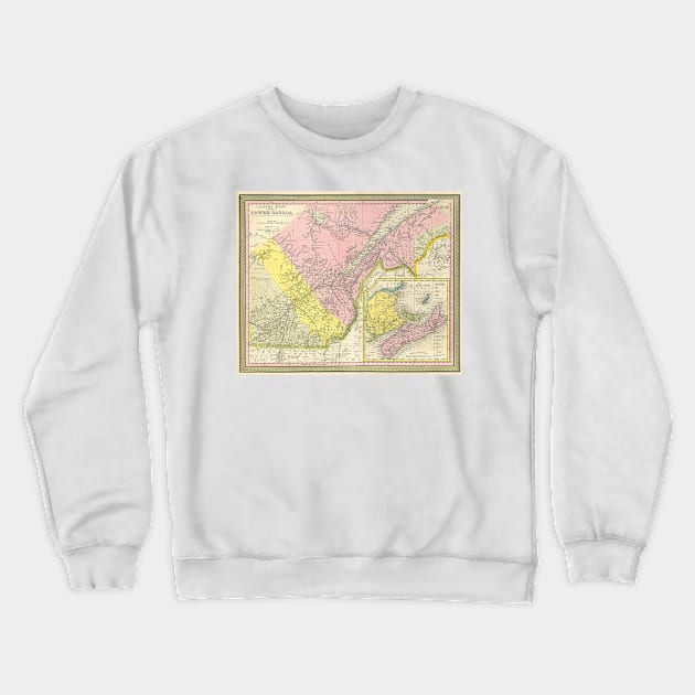 Vintage Map of Eastern Canada (1850) Crewneck Sweatshirt by Bravuramedia